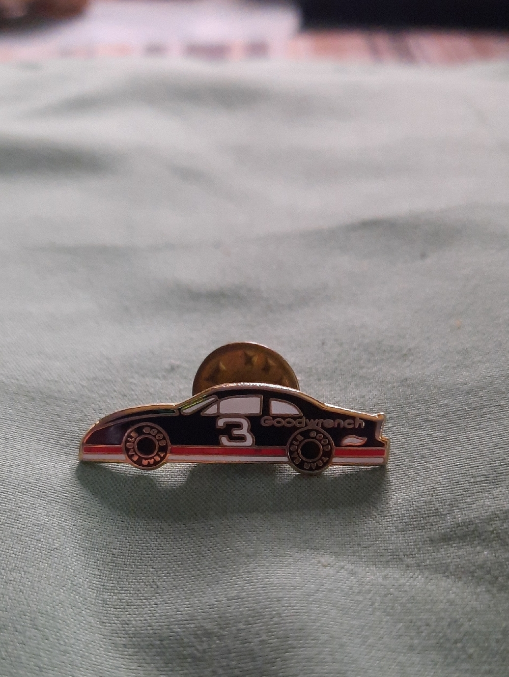 Dale Earnhart  Vintage Race Car Enamel Pin - Black with Red & White Stripe